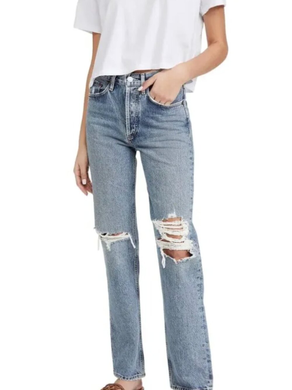 AGOLDE Distressed Blue Lana Jeans